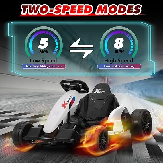 Buy TOBBI 24V Electric Go Kart for Kids Online | 8 MPH Battery-Powered Drift Kart with Safety Gear