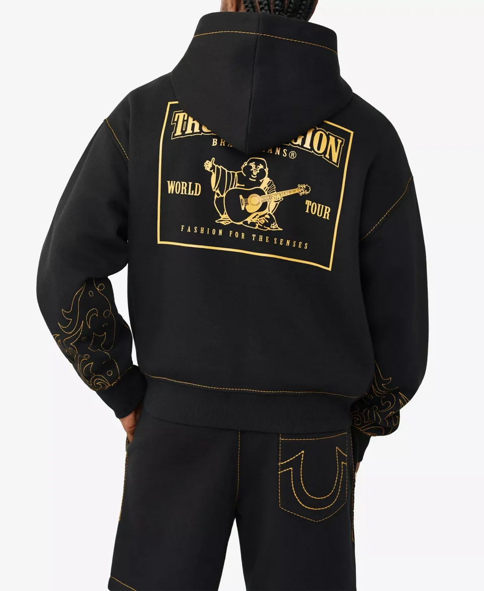 Men’s Rodeo-Style Big Stitch Boxy Zip Hoodie for Outdoor Fitness