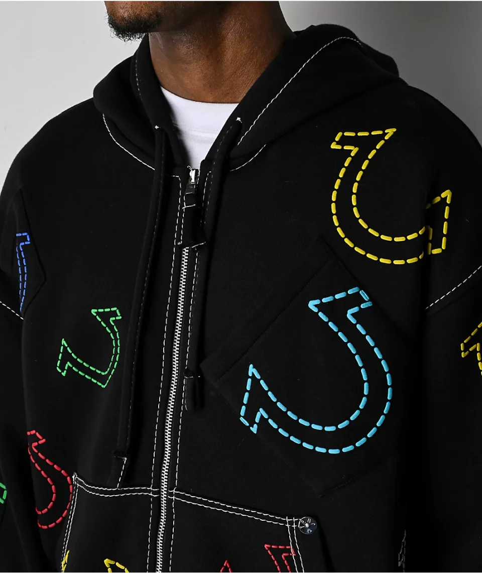Buy True Religion Horseshoe Big T Boxy Zip Hoodie Online | Men's Winter Gym Jacket
