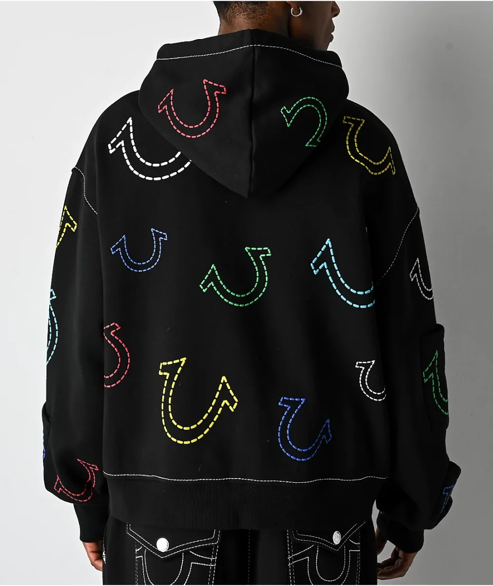 Buy True Religion Horseshoe Big T Boxy Zip Hoodie Online | Men's Winter Gym Jacket