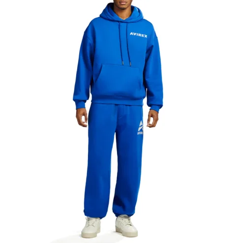 Hoodie Avirax Big “A” Cobalt – Pull-over en Fleece de Coton Premium