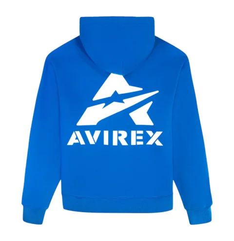 Hoodie Avirax Big “A” Cobalt – Pull-over en Fleece de Coton Premium