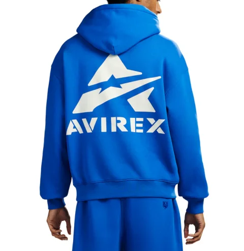 Hoodie Avirax Big “A” Cobalt – Pull-over en Fleece de Coton Premium