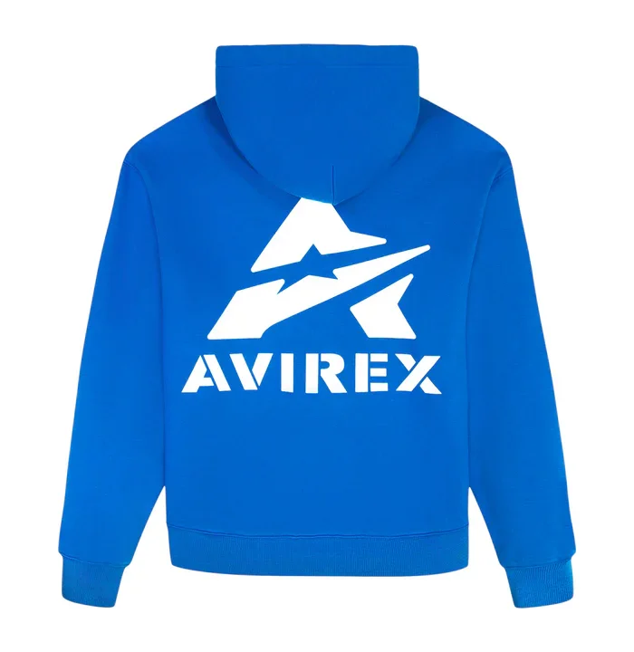 Hoodie Avirax Big “A” Cobalt – Pull-over en Fleece de Coton Premium