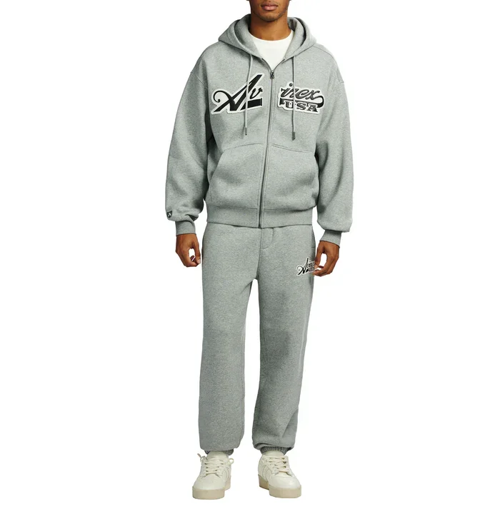 Avirax Script Hoodie Heather Grey – Premium Unisex Pullover Sweatshirt