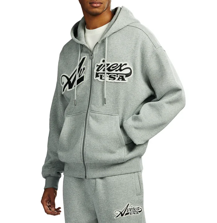 Avirax Script Hoodie Heather Grey – Premium Unisex Pullover Sweatshirt