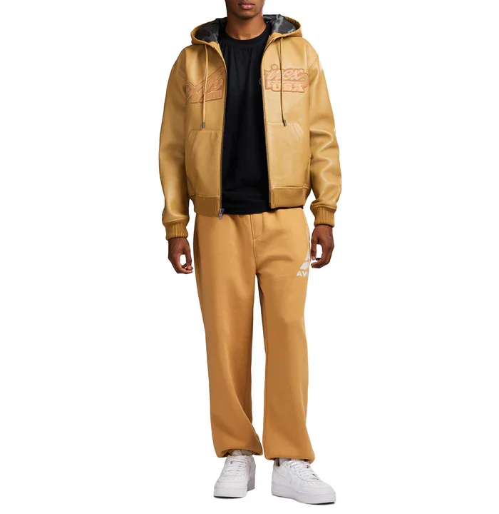 Sudadera con capucha de cuero Nappa Avirax Script para hombres y mujeres
