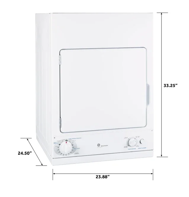 GE 3.6 Cu. Ft. Spacemaker Stationary Electric Dryer DSKS433EBWW